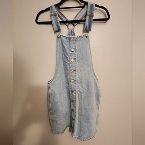 Forever 21 Denim Jean Bib Dress Romper Overalls Blue Size Small Sz S